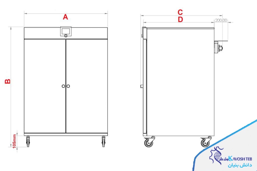 ابعاد خارجی دستگاه